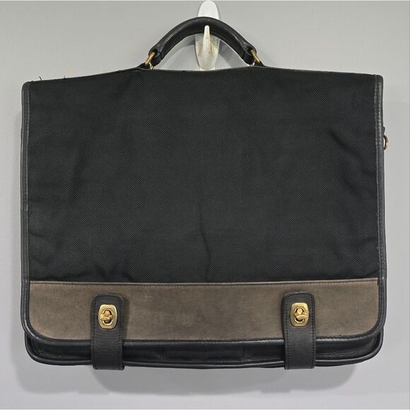 🐢 Coach Vintage Briefcase. Leather and Ballistic Nylon. - Picture 1 of 17